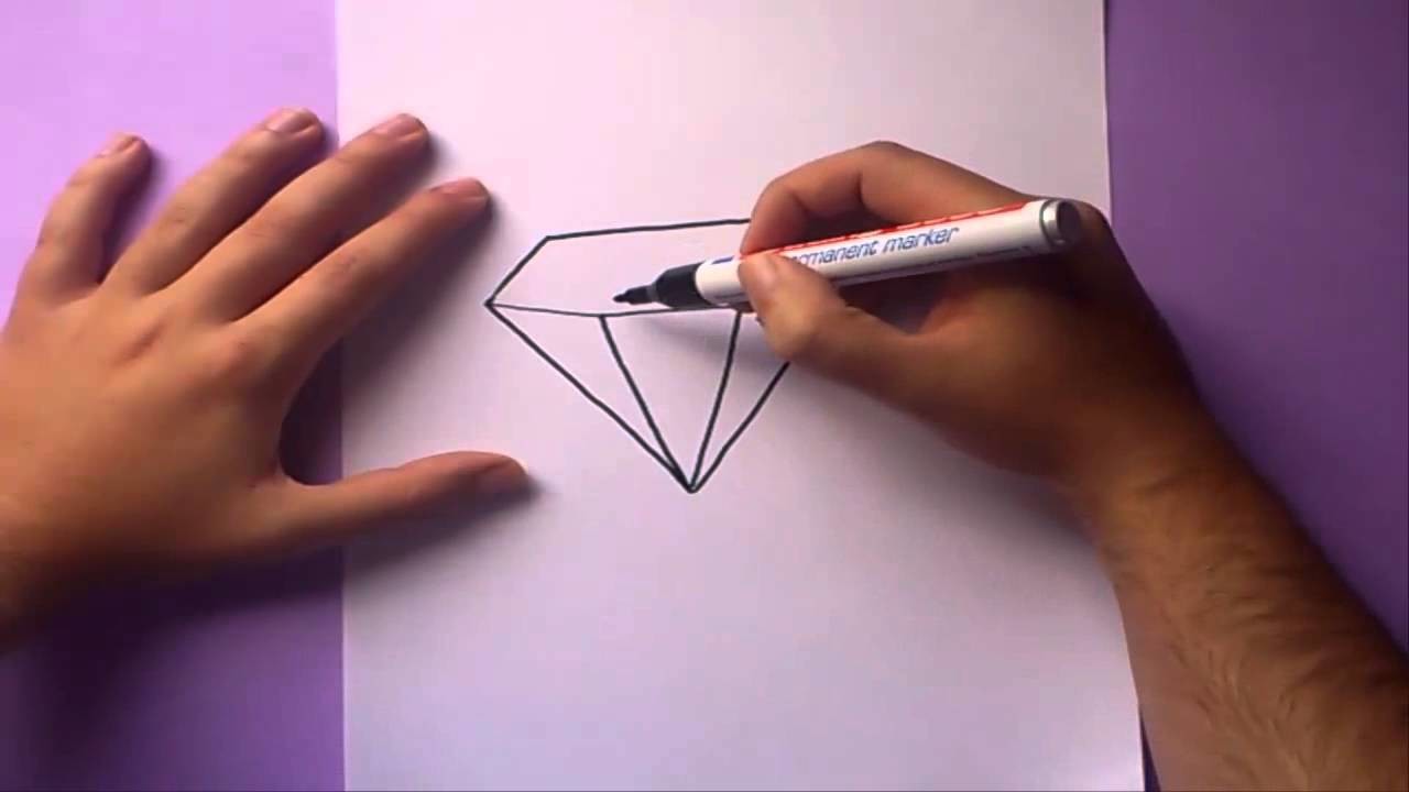 Como dibujar un diamante paso a paso | How to draw a diamond