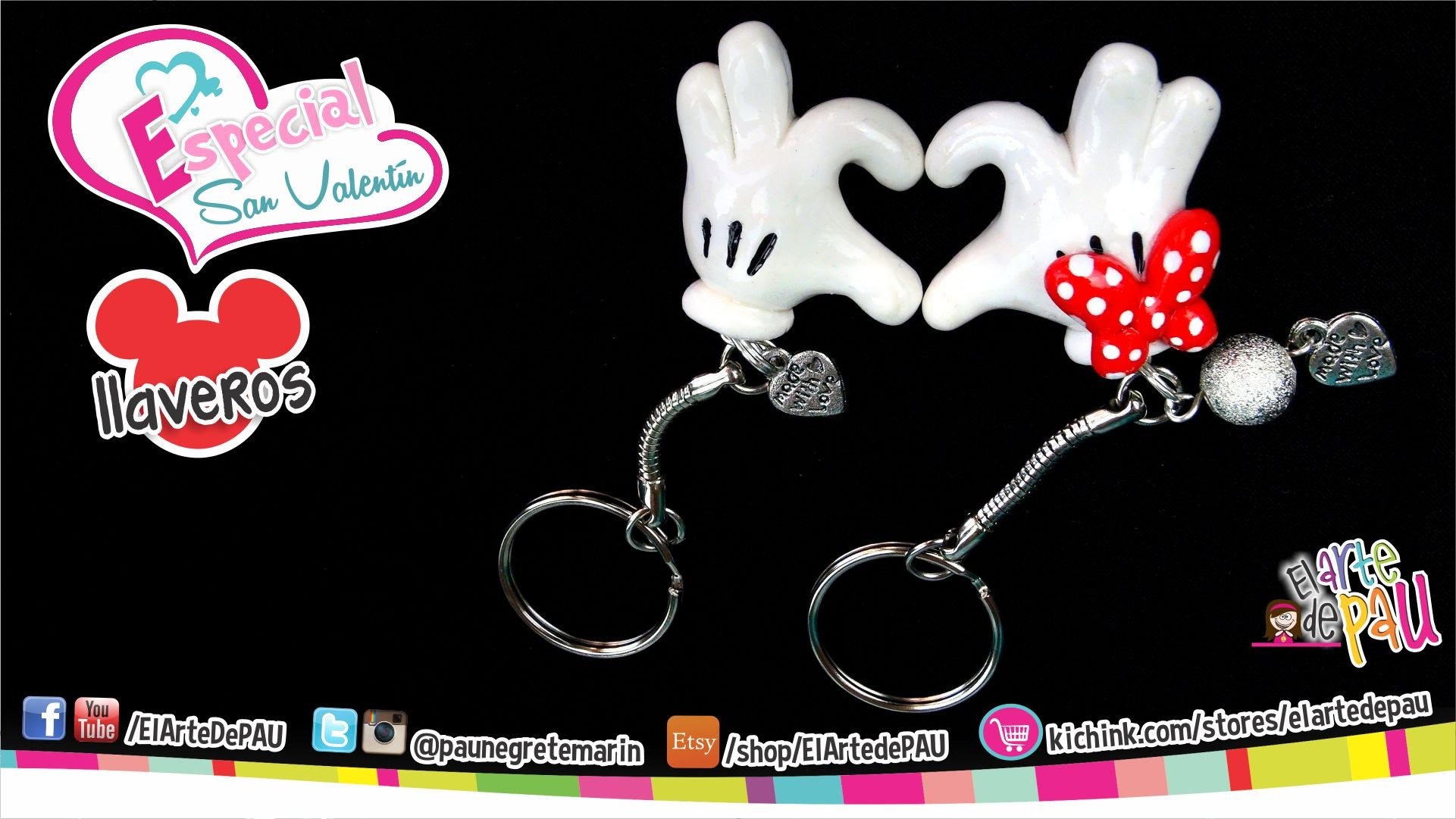 Llaveros Corazón Mickey & Minnie. Mickey & Minnie Heart Keychain