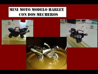 Mini moto modelo Harley con dos mecheros