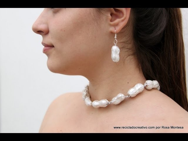 Collar con cáscaras de cacahuete: Perlas Asimétricas Barrocas Valencianas #ecofallera