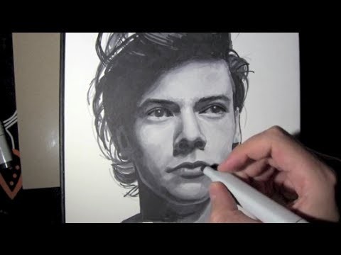 Dibujo de Harry Styles de ONE DIRECTION con rotuladores