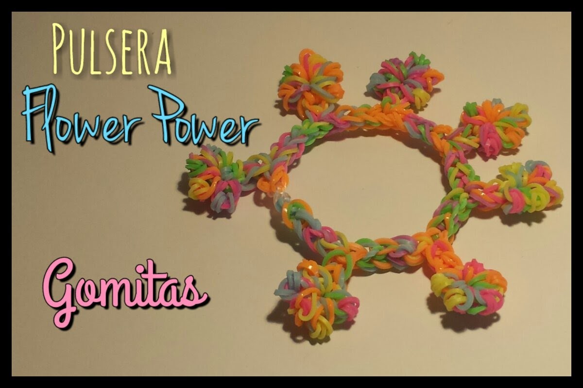 Tutorial: Pulsera Flower Power de Gomitas. Flower Power Bracelet Loom Bands