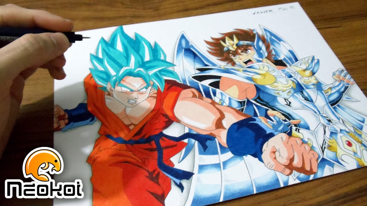 Drawing Goku SSGSS vs Seiya God Cloth | Dibujando a Goku vs. Seiya
