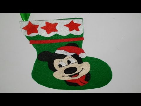 Botas de navidad de  mickey mouse adornos navideños tutorial manualidades DIY