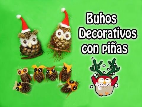 Buhos decorativos con piñas - DIY Owl. Colaboración♥