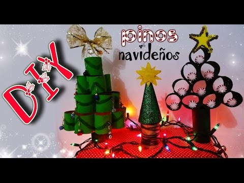 DIY ✄ 3 IDEAS FÁCILES DE PINOS NAVIDEÑOS (PORTA ARETES Y DULCERO) ¡RECICLADOS!