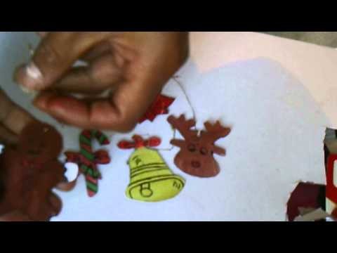 DIY adornos navideños, campana, bastón, noche buena, venado, muñeco de jengibre. 