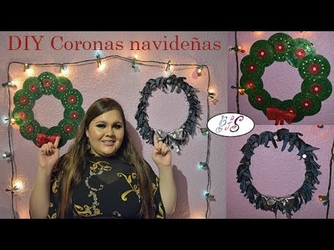 DIY Coronas navideñas con material reciclado