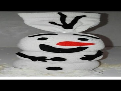 Muñeco de nieve Olaf echo con un calcetin manualidades DIY tutorial