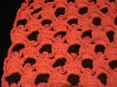 Bufanda a crochet con puntada de coronas y rositas.