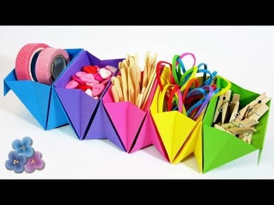 Origami Facil: Organizador de Escritorio de Papel Como Hacer Origami Modular Tutorial Pintura Facil