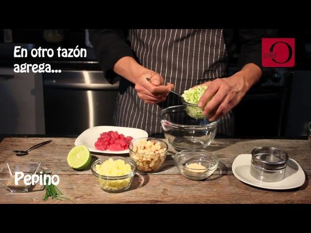 Tártara de atún y manzana