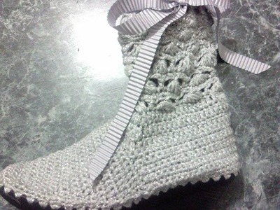 Bota tejida Crochet, ganchillo modelo Bianca parte 2