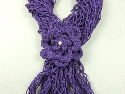 Crochet : Bufanda con Flor y Punto Salomón