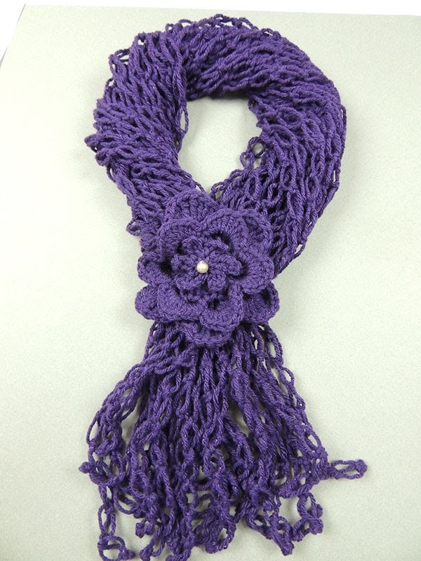 Crochet : Bufanda con Flor y Punto Salomón