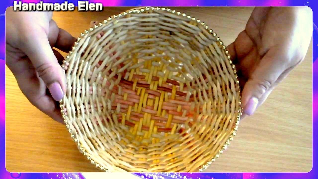 DIY tutorial  weaving newspapers how to make a paper plate tejiendo periódicos cómo hacer un plato