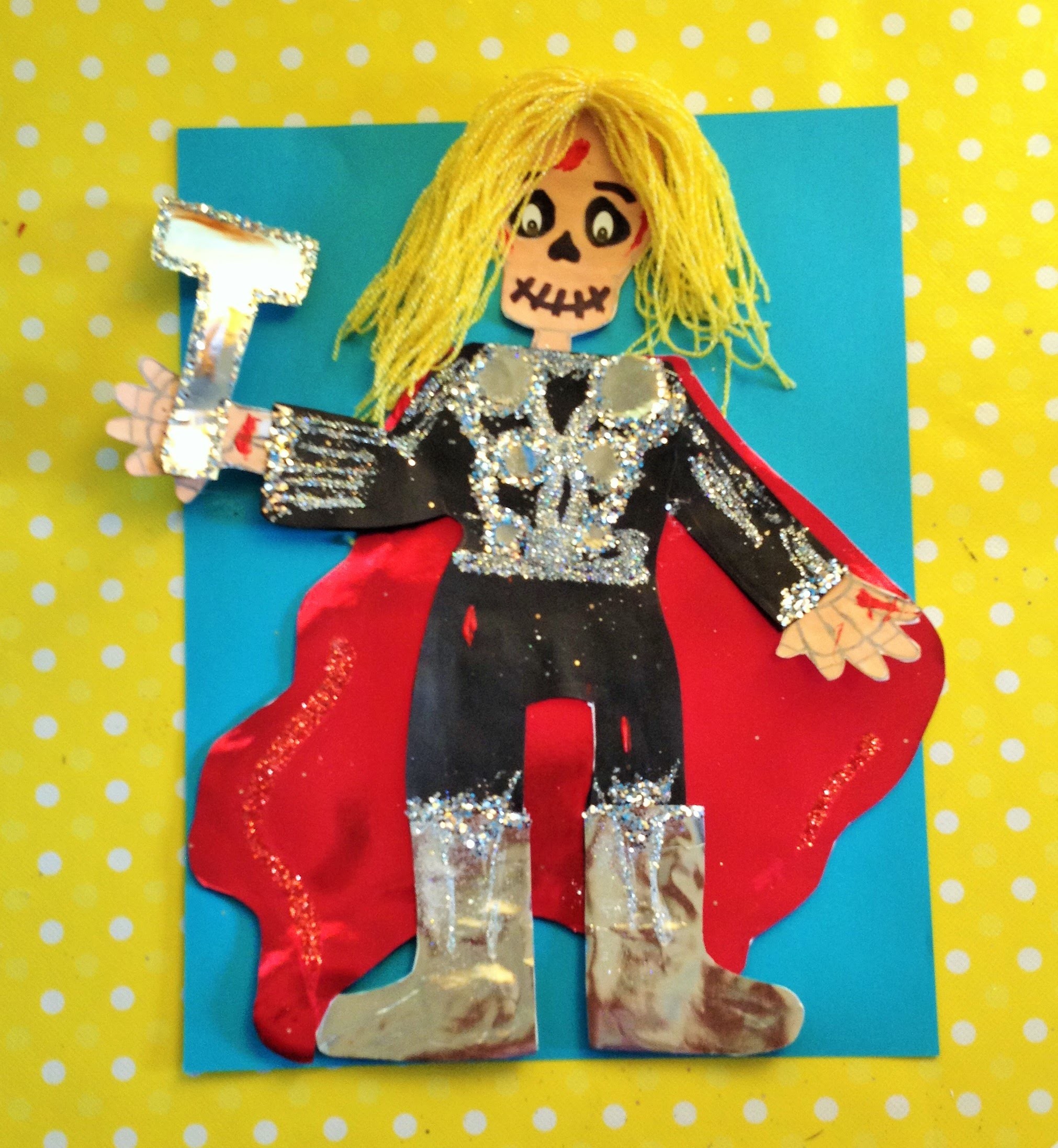 DIY Decora esqueleto papel Thor niño halloween ideas Dia de Muertos  decorated paper skeleton