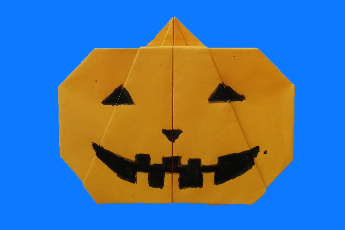 Abóbora de Halloween de papel - DIY - Paper Halloween pumpkin | Origami Abóbora