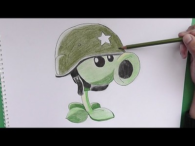 Como dibujar a Lanzaguisantes soldado (Plantas vs Zombies) - How to draw a soldier Peashooter
