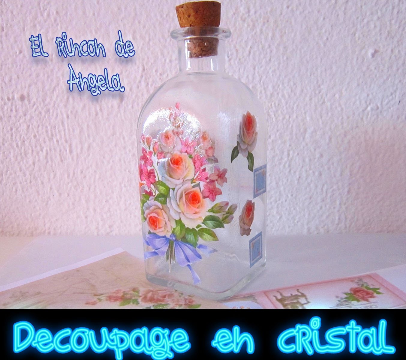 DIY Como decorar con decoupage una botella de cristal