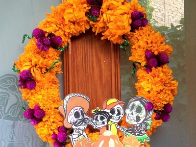 DIY Corona de flores naturales cempasúchil Dia de Muertos Halloween