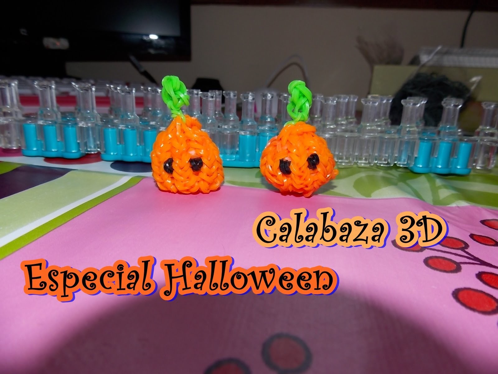 HALLOWEEN calabaza 3D.  pumpkin 3D on rainbow loom