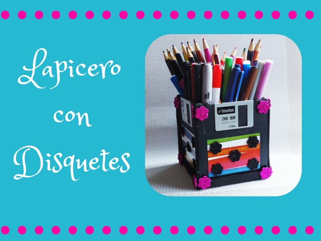 Lapicero reutilizando disquetes