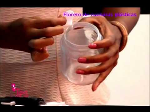 DIY Florero de cucharas plásticas facil y sencillo TipsTV 5-9-15 parte 3