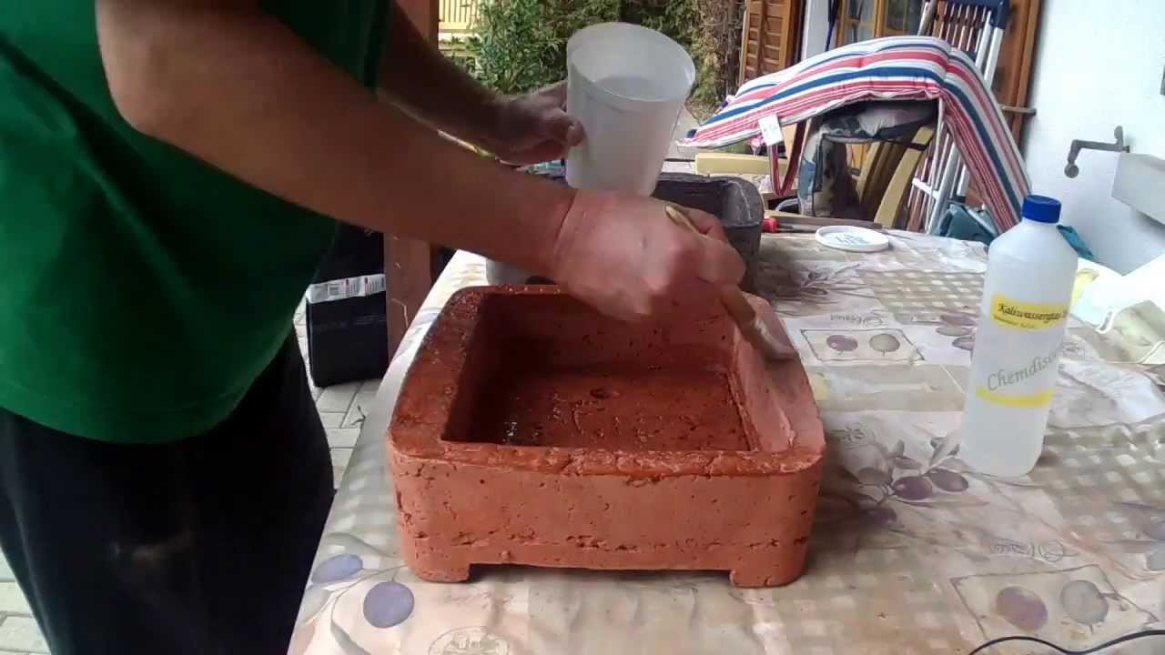 Zementbonsaischale DIY,Vasija de cemento DIY