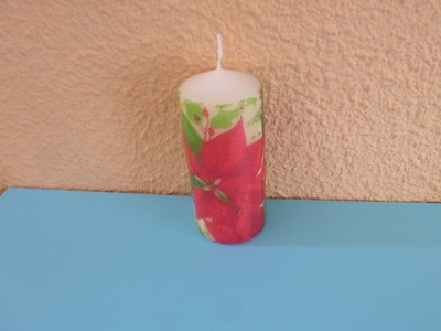 Como decorar una vela para Navidad  con una servilleta DIY