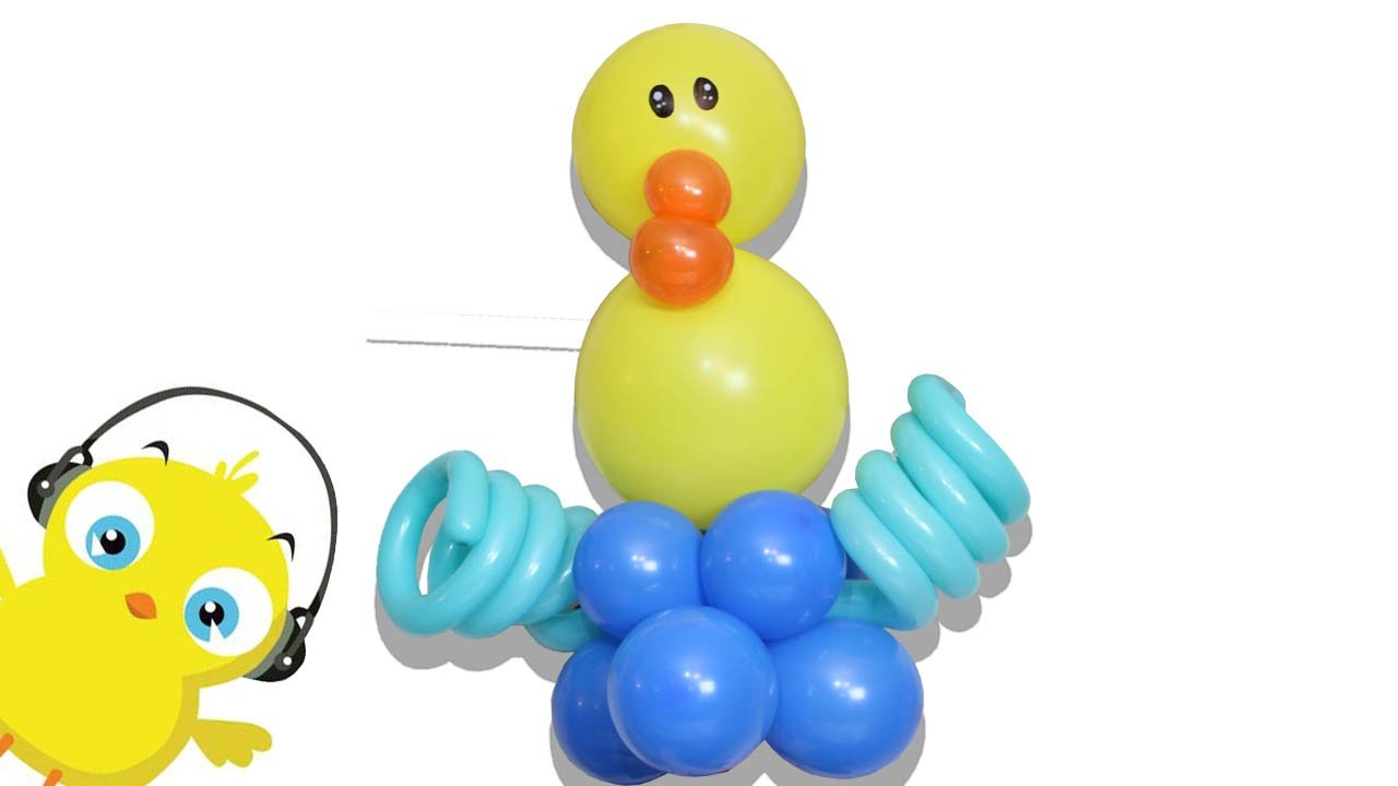 Divertido Pollito.Patito hecho en globos, Decoraciones con Globos Chick.Duck DIY
