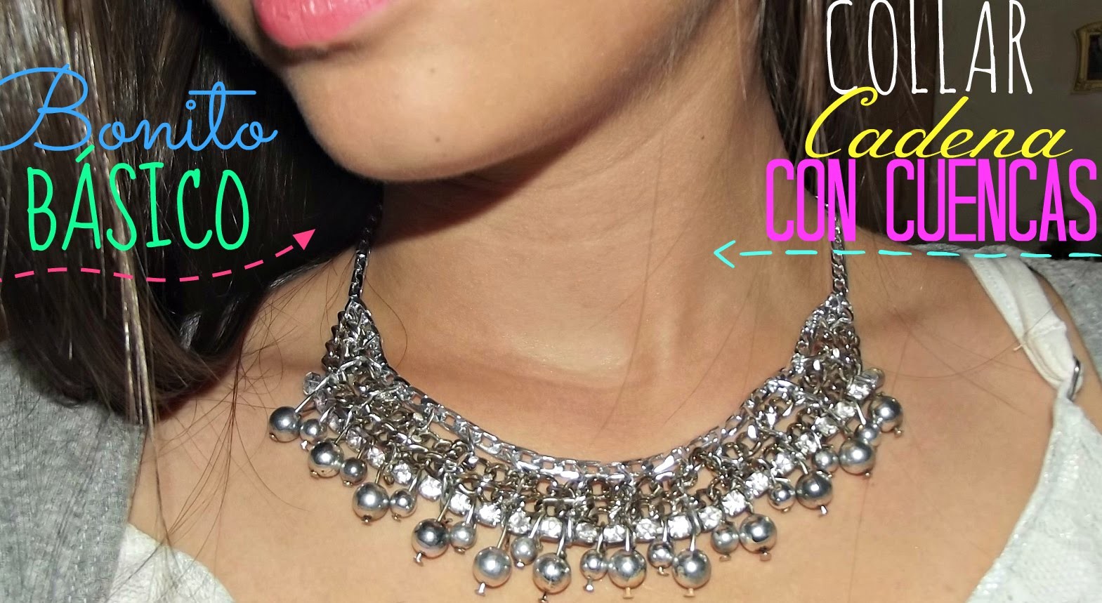 DIY- Cómo hacer un collar con cadenas y cuencas de cristal ELEGANTE. Necklace chain easy