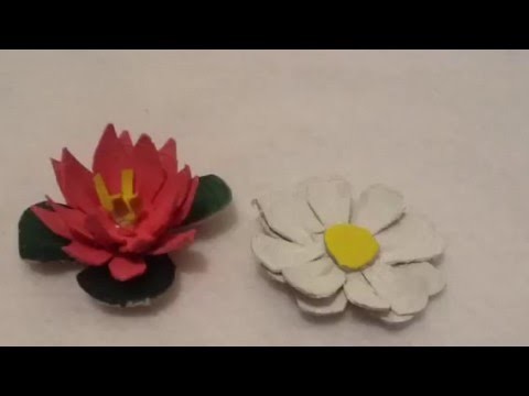 ♻️✂️DIY haz Flores de margaritas y flor de loto reciclando Cartón de huevos