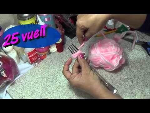 DIY PONPON DE ESTAMBRE HECHO CON TENEDOR