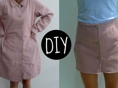 DIY : Transformando un saco largo en una falda en linea A con Botones al frente!