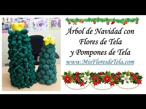Arbolito Navideño con Flores de tela rellenas DIY