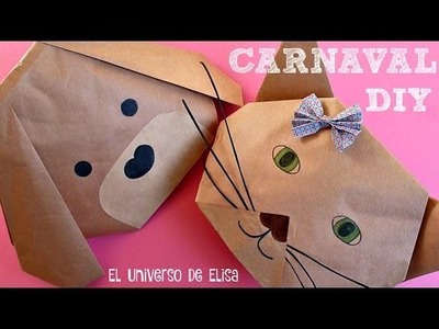 DIY CARNAVAL, Cómo Hacer un Sombrero Máscara de Perro o Gato para Niños y Adultos, Origami