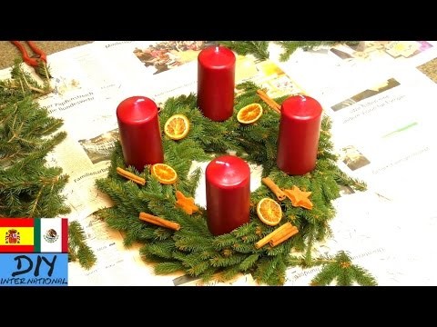 DIY Corona de adviento con pino y velas