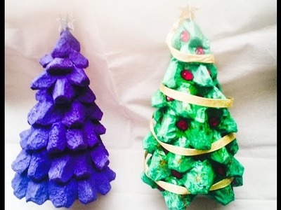 DIY Mini árbol navideño+dulcero.reciclado.cartón de huevo.how to make