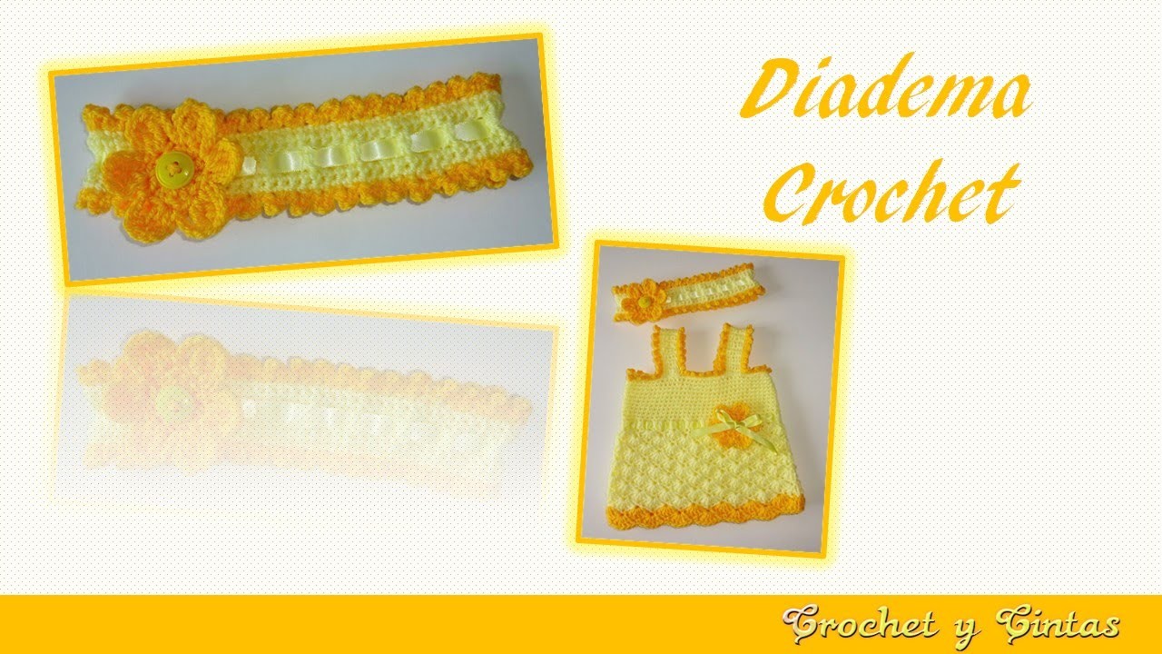 Diadema con cinta y flor tejida a crochet - ganchillo