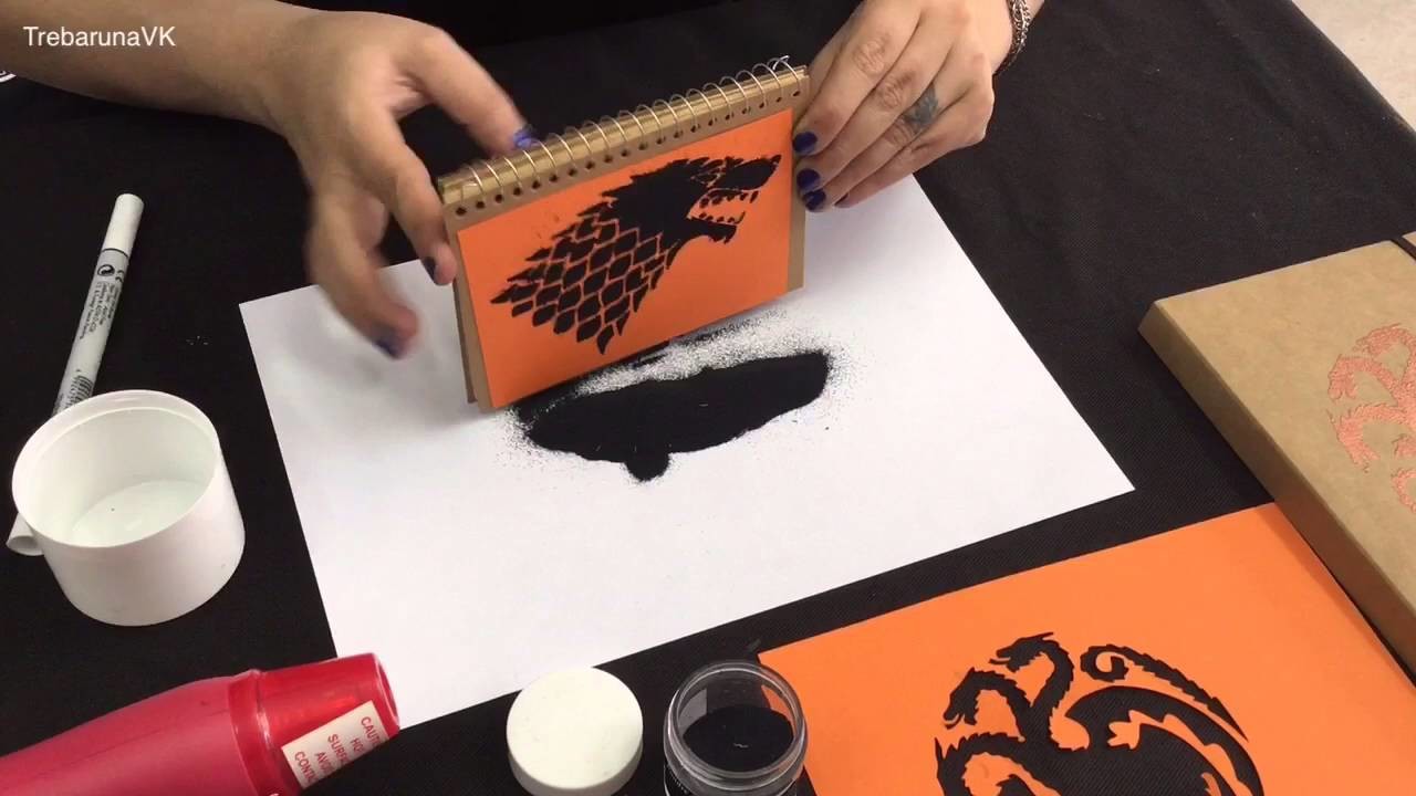 DIY Cuaderno Juego de Tronos en relieve técnica emboss casa Stark