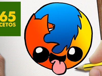 COMO DIBUJAR LOGO FIREFOX KAWAII PASO A PASO - Dibujos kawaii faciles - How to draw a Logo Firefox