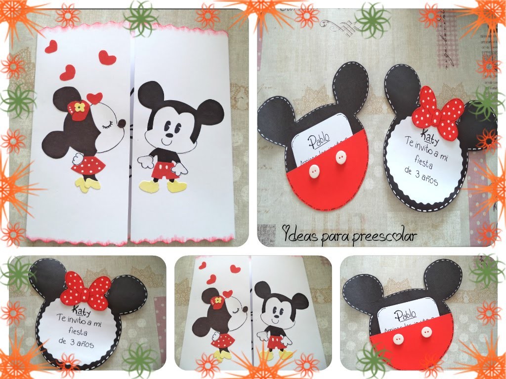 Invitación Mickey y Minnie Mouse
