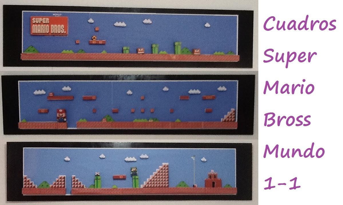 Cuadro de super Mario Bross mundo 1-1. decorar mi cuarto. paper crafting fácil