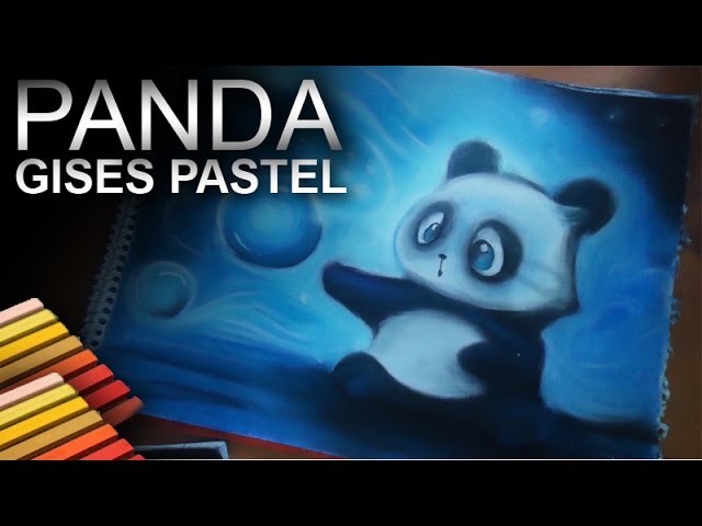 Dibujando un Osito panda con gises pastel