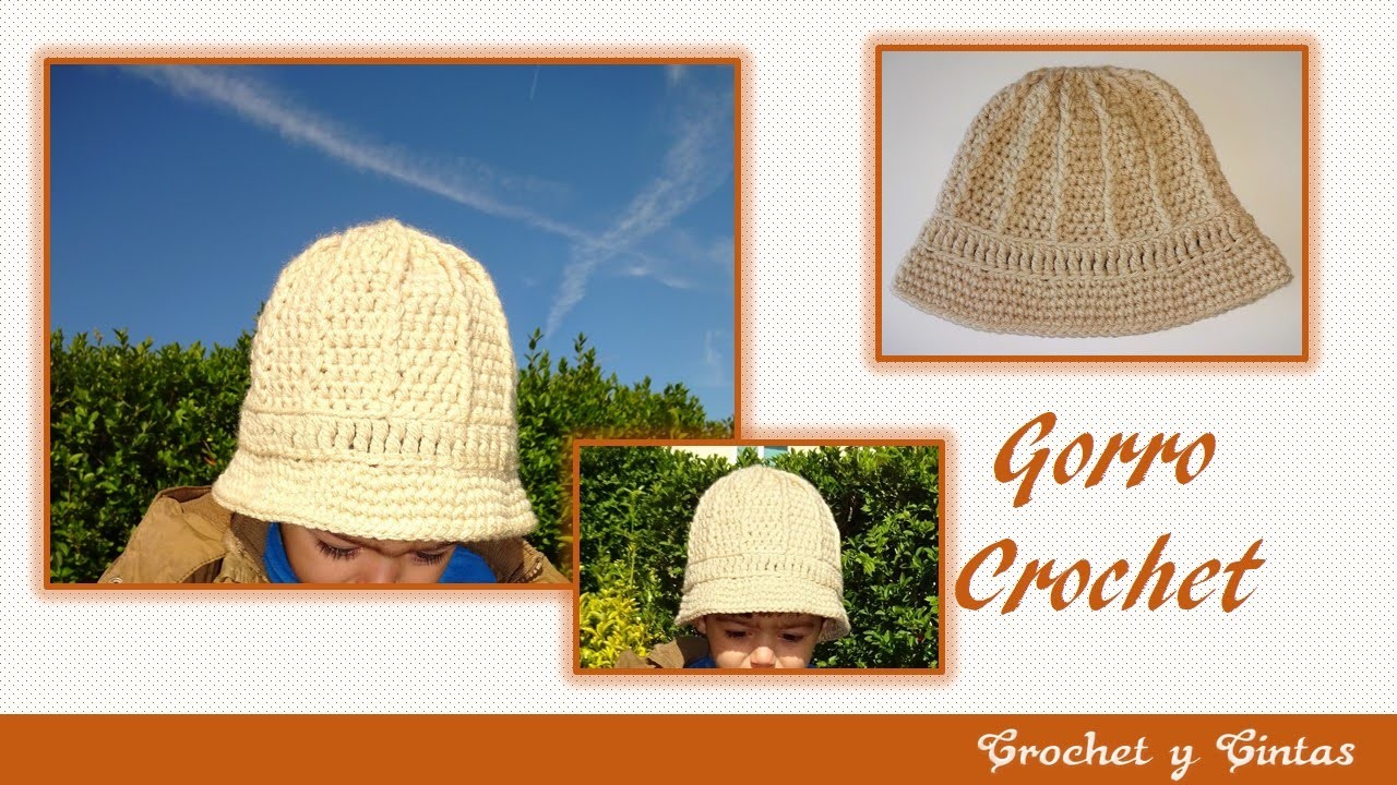 Gorro – sombrero safari tejido a  crochet para niños