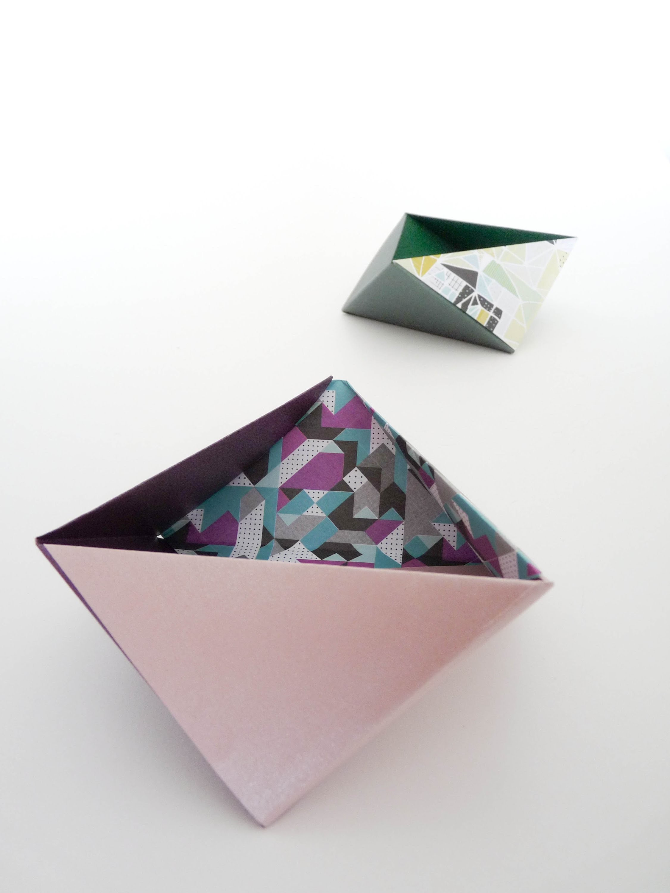 Origami triangular box