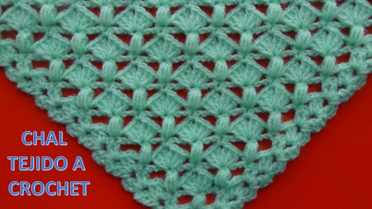 Shawl Tejido a crochet # 5 con punto garbanzo y abanicos