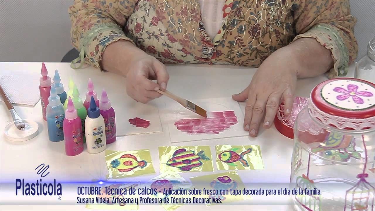 Artesanías - Como decorar frascos usando Plasticola y una técnica simple