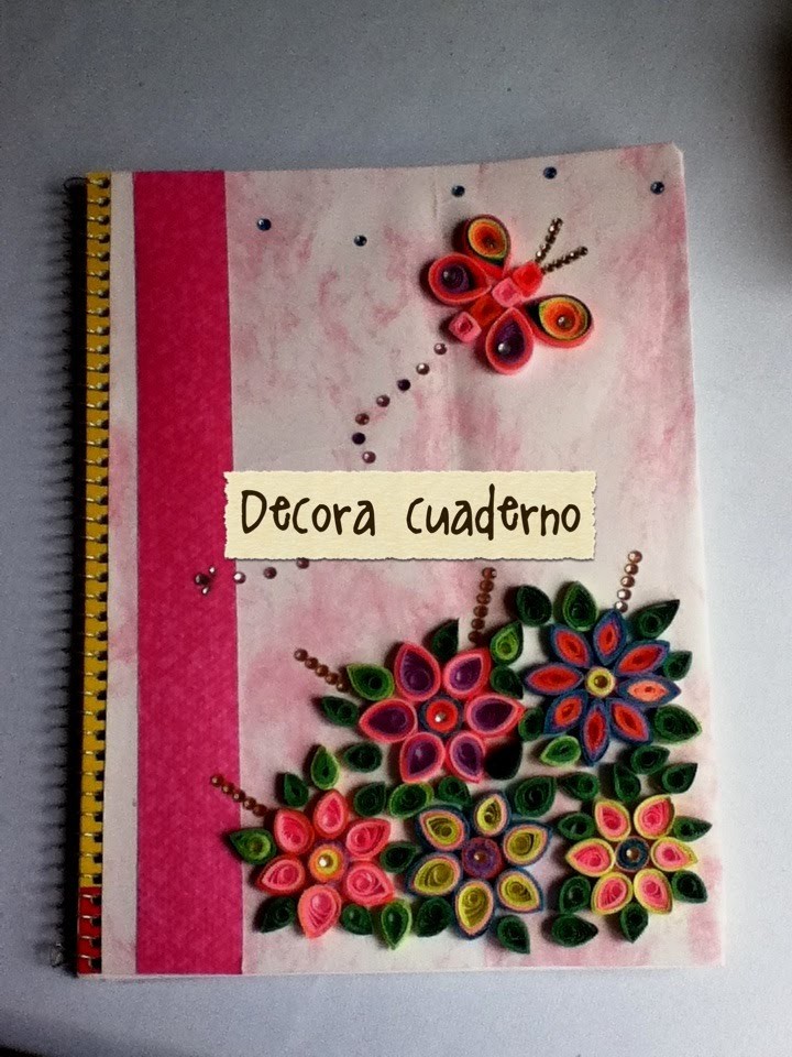DIY decora cuaderno libreta papel diamantes resistol bonito fácil económico decorated notebook